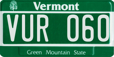 VT license plate VUR060