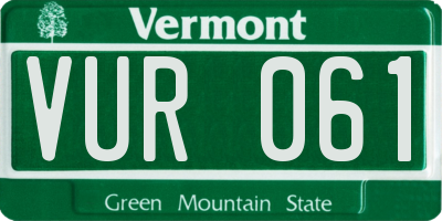 VT license plate VUR061