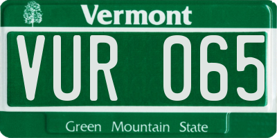 VT license plate VUR065