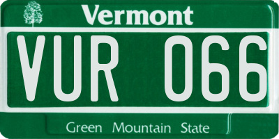 VT license plate VUR066
