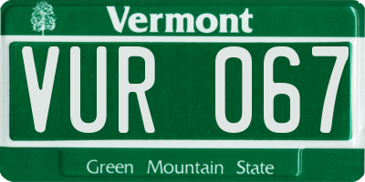 VT license plate VUR067