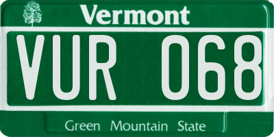 VT license plate VUR068