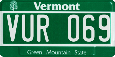 VT license plate VUR069