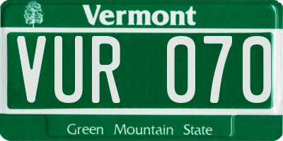 VT license plate VUR070