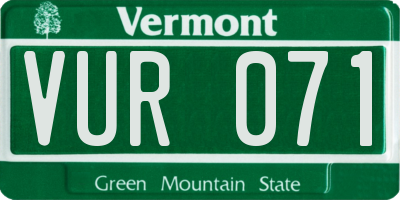 VT license plate VUR071