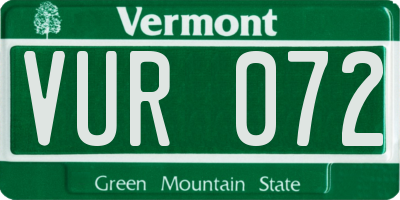 VT license plate VUR072