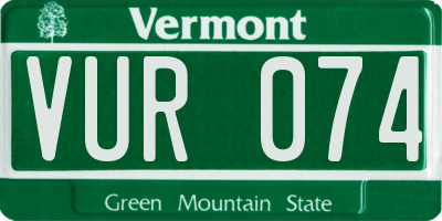 VT license plate VUR074