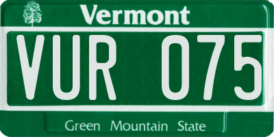 VT license plate VUR075