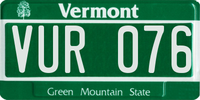VT license plate VUR076
