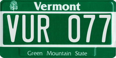 VT license plate VUR077