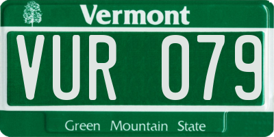 VT license plate VUR079