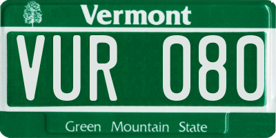 VT license plate VUR080