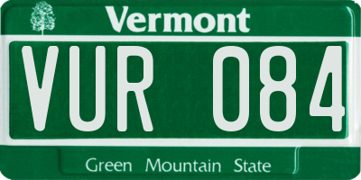 VT license plate VUR084