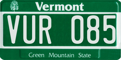 VT license plate VUR085