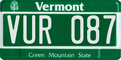 VT license plate VUR087
