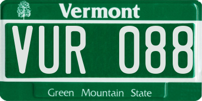 VT license plate VUR088