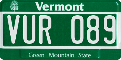 VT license plate VUR089