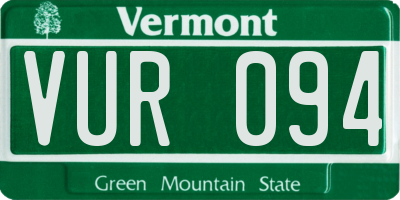 VT license plate VUR094