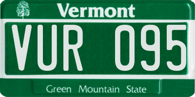 VT license plate VUR095