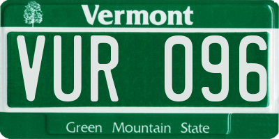 VT license plate VUR096