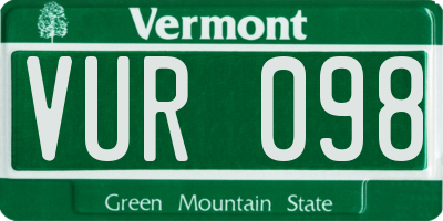 VT license plate VUR098