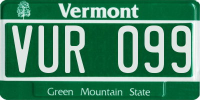 VT license plate VUR099
