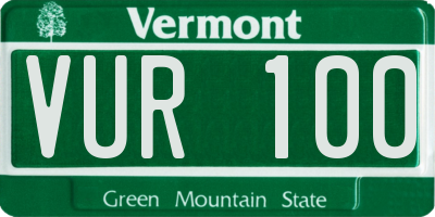 VT license plate VUR100
