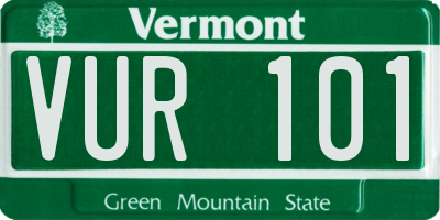 VT license plate VUR101