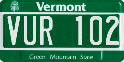 VT license plate VUR102