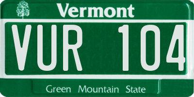 VT license plate VUR104