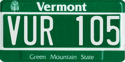 VT license plate VUR105