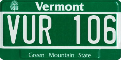 VT license plate VUR106