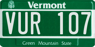 VT license plate VUR107