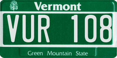 VT license plate VUR108