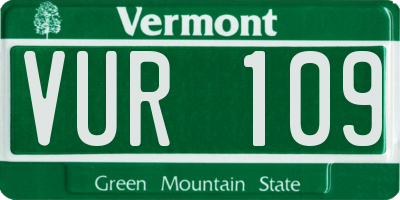 VT license plate VUR109