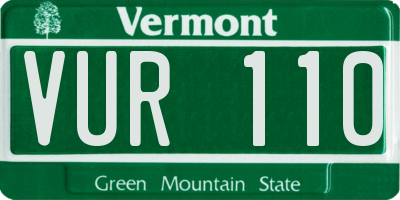 VT license plate VUR110