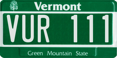 VT license plate VUR111