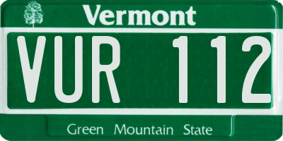 VT license plate VUR112