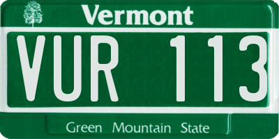 VT license plate VUR113