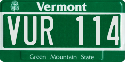 VT license plate VUR114