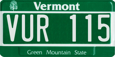 VT license plate VUR115