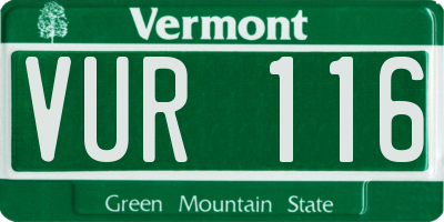 VT license plate VUR116
