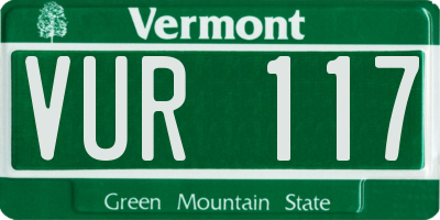 VT license plate VUR117