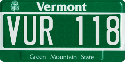 VT license plate VUR118