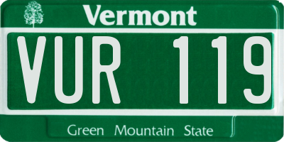 VT license plate VUR119