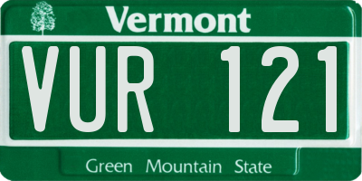 VT license plate VUR121