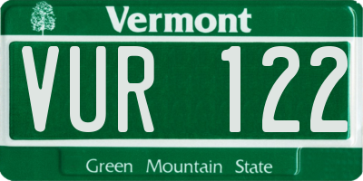 VT license plate VUR122
