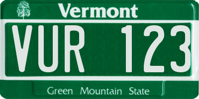 VT license plate VUR123