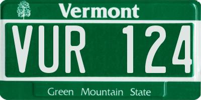 VT license plate VUR124