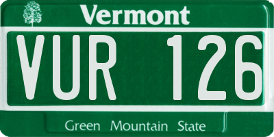 VT license plate VUR126